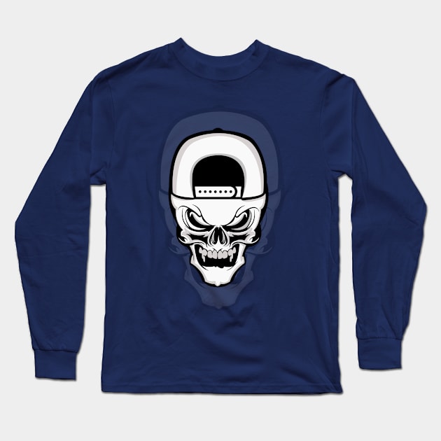 White skull t shirt design with 10% opacity background Long Sleeve T-Shirt by Sltees